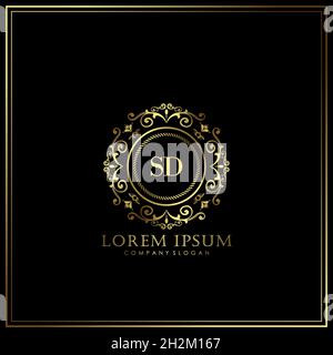 SD Initial Letter Luxury Logo template in vector for Restaurant, Royalty, Boutique, Cafe, Hotel, Heraldic, Jewelry, Fashion and other vector illustrat Stock Vector
