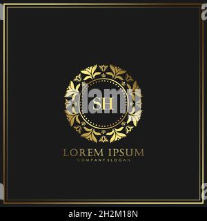 SH Initial Letter Luxury Logo template in vector for Restaurant, Royalty, Boutique, Cafe, Hotel, Heraldic, Jewelry, Fashion and other vector illustrat Stock Vector