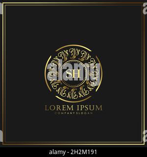 SH Initial Letter Luxury Logo template in vector for Restaurant, Royalty, Boutique, Cafe, Hotel, Heraldic, Jewelry, Fashion and other vector illustrat Stock Vector