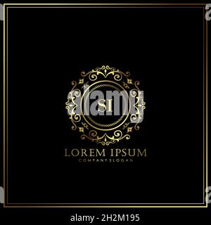 SI Initial Letter Luxury Logo template in vector for Restaurant, Royalty, Boutique, Cafe, Hotel, Heraldic, Jewelry, Fashion and other vector illustrat Stock Vector