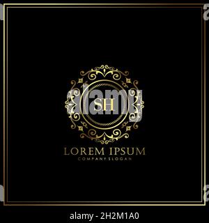 SH Initial Letter Luxury Logo template in vector for Restaurant, Royalty, Boutique, Cafe, Hotel, Heraldic, Jewelry, Fashion and other vector illustrat Stock Vector