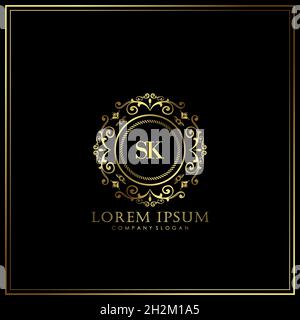 SK Initial Letter Luxury Logo template in vector for Restaurant, Royalty, Boutique, Cafe, Hotel, Heraldic, Jewelry, Fashion and other vector illustrat Stock Vector
