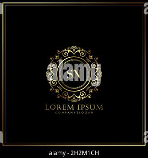 SN Initial Letter Luxury Logo template in vector for Restaurant, Royalty, Boutique, Cafe, Hotel, Heraldic, Jewelry, Fashion and other vector illustrat Stock Vector