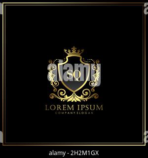 SQ Initial Letter Luxury Logo template in vector for Restaurant, Royalty, Boutique, Cafe, Hotel, Heraldic, Jewelry, Fashion and other vector illustrat Stock Vector