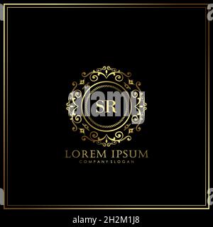 SR Initial Letter Luxury Logo template in vector for Restaurant, Royalty, Boutique, Cafe, Hotel, Heraldic, Jewelry, Fashion and other vector illustrat Stock Vector