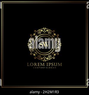 SW Initial Letter Luxury Logo template in vector for Restaurant, Royalty, Boutique, Cafe, Hotel, Heraldic, Jewelry, Fashion and other vector illustrat Stock Vector