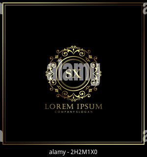 SX Initial Letter Luxury Logo template in vector for Restaurant, Royalty, Boutique, Cafe, Hotel, Heraldic, Jewelry, Fashion and other vector illustrat Stock Vector