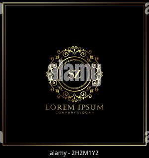 SZ Initial Letter Luxury Logo template in vector for Restaurant, Royalty, Boutique, Cafe, Hotel, Heraldic, Jewelry, Fashion and other vector illustrat Stock Vector