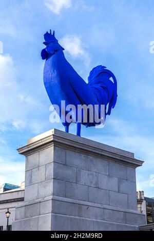 UNITED KINGDOM, LONDON, TRAFALGAR SQUARE, NATIONAL GALLERY, BLUE COQ GAULOIS, TRAFALGAR SQUARE IS A VERY FAMOUS PLACE OF WESTMINSTER IN LONDON WHOSE N Stock Photo