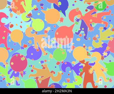 Chat color mix speech bubble people cartoon color vector illustration background, horizontal Stock Vector