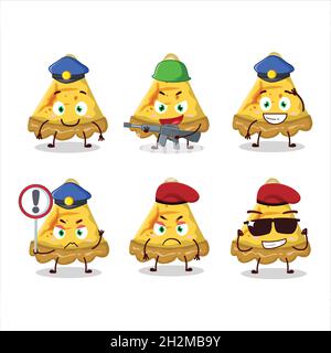 A dedicated Police officer of slice of custard tart mascot design style. Vector illustration Stock Vector