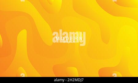 Liquid wave background with yellow color background. Fluid wavy shapes. Eps10 vector Stock Vector