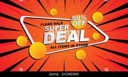 Super Sale vector banner. 50%off . Vector illustration. Stock Vector