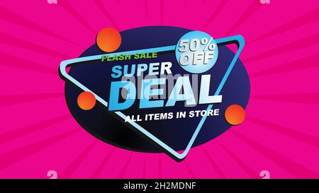 Super Sale vector banner. 50%off . Vector illustration. Stock Vector