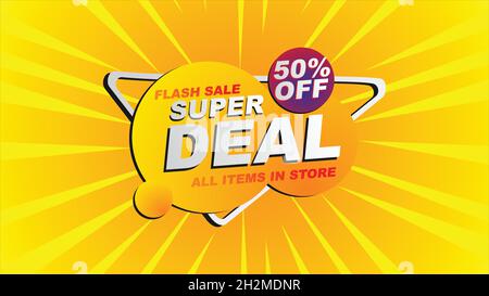 Super Sale vector banner. 50%off . Vector illustration. Stock Vector