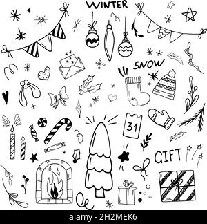 Hand Drawn Christmas Mittens Sketch Symbol isolated on white background ...