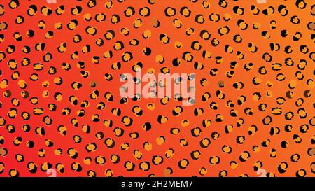 Vector seamless pattern of black tiger stripes isolated on orange gradient background. Animal fur print illustration Stock Vector