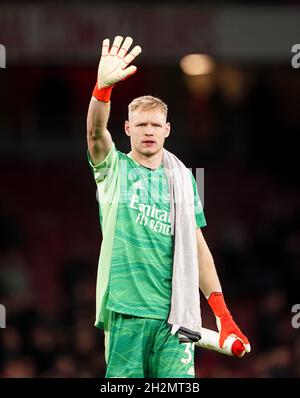 Arsenal goalkeeper Aaron Ramsdale during the Premier League match at the Emirates Stadium, London. Picture date: Friday October 22, 2021. Stock Photo