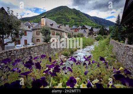 The village of Arties in the Aran Valley. The Pyrenees. Catalonia. Spain. Stock Photo