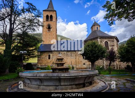 The romanesque church Sant Felix de Vilac in the Aran Valley, Catalonia. Spain. Stock Photo