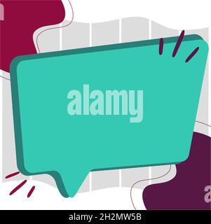 Illustration Of Empty Big Chat Box For Waiting For New Surprising Advertisement To Be Posted. Large Blank Message Cloud Drawing Expecting Old Stock Vector