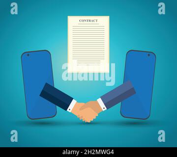 Online conclusion of an electronic contract Stock Vector