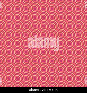 Vector seamless pattern of curved lines in pink colors. Stock Vector