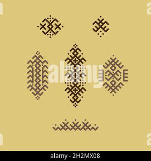 Vector image of traditional Berber tattoos. Sahara desert nomad ornament Stock Vector