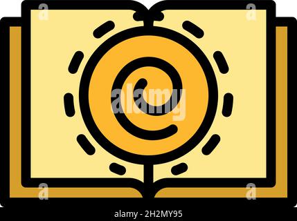 Hypnosis book icon. Outline hypnosis book vector icon color flat isolated Stock Vector