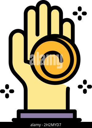 Hand hypnosis icon. Outline hand hypnosis vector icon color flat isolated Stock Vector