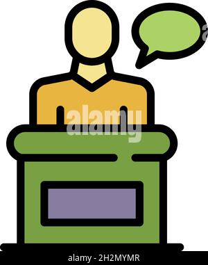 Divorce man speech icon. Outline divorce man speech vector icon color flat isolated Stock Vector