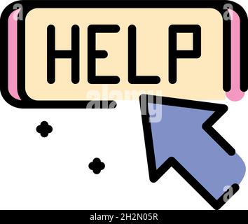 Help service center icon. Outline help service center vector icon color flat isolated Stock Vector