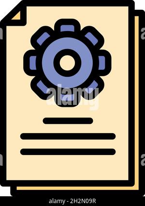 Gear service paper icon. Outline gear service paper vector icon color flat isolated Stock Vector