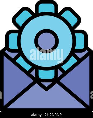Gear mail wheel icon. Outline gear mail wheel vector icon color flat isolated Stock Vector