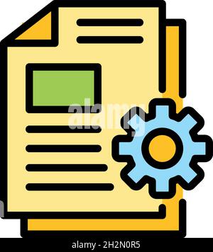 Job paper icon. Outline job paper vector icon color flat isolated Stock Vector