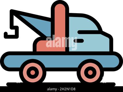 Emergency tow truck icon. Outline emergency tow truck vector icon color flat isolated Stock Vector