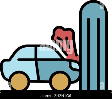 Wall car accident icon. Outline wall car accident vector icon color flat isolated Stock Vector