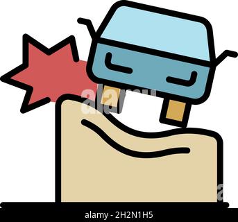 Wall car accident icon. Outline wall car accident vector icon color flat isolated Stock Vector