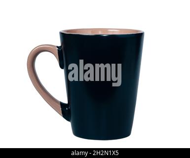 dark blue ceramic cup isolated on white background. Cups Collection. Image 3 of 5. Stock Photo