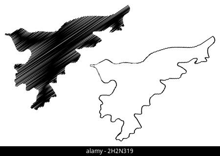 Nagaon district (Assam State, Republic of India) map vector ...