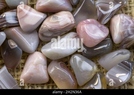 Natural Agate, various types and color, gems mineral collection as nice natural background top view Stock Photo