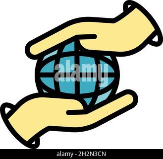 Global idea innovation icon. Outline global idea innovation vector icon color flat isolated Stock Vector