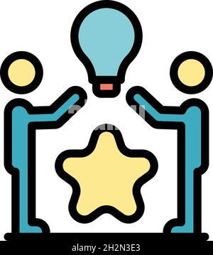 Teamwork innovation icon. Outline teamwork innovation vector icon color flat isolated Stock Vector