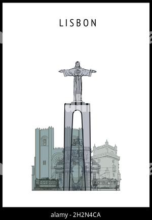 Poster of Lisbon - vector illustration Stock Vector