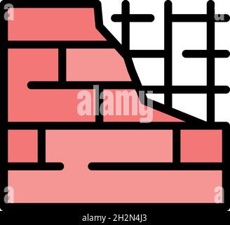 Brick wall icon. Outline brick wall vector icon color flat isolated Stock Vector