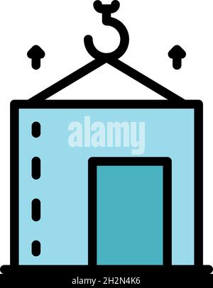 Crane room lift icon. Outline crane room lift vector icon color flat isolated Stock Vector