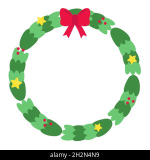 Cute cartoon Christmas wreath with the stars Stock Vector