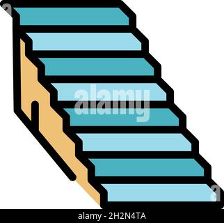 Building stairs icon. Outline building stairs vector icon color flat isolated Stock Vector