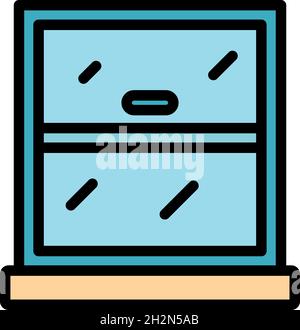 Glass window icon. Outline glass window vector icon color flat isolated Stock Vector