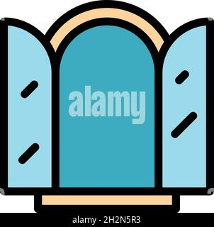 Open arch window icon. Outline open arch window vector icon color flat isolated Stock Vector